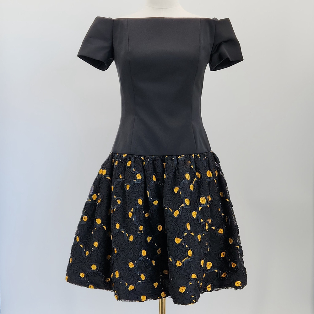Scaasi Nights Vintage 80s Off Shoulder Dress Size 4 MET Cocktail Designer - Picture 2 of 10